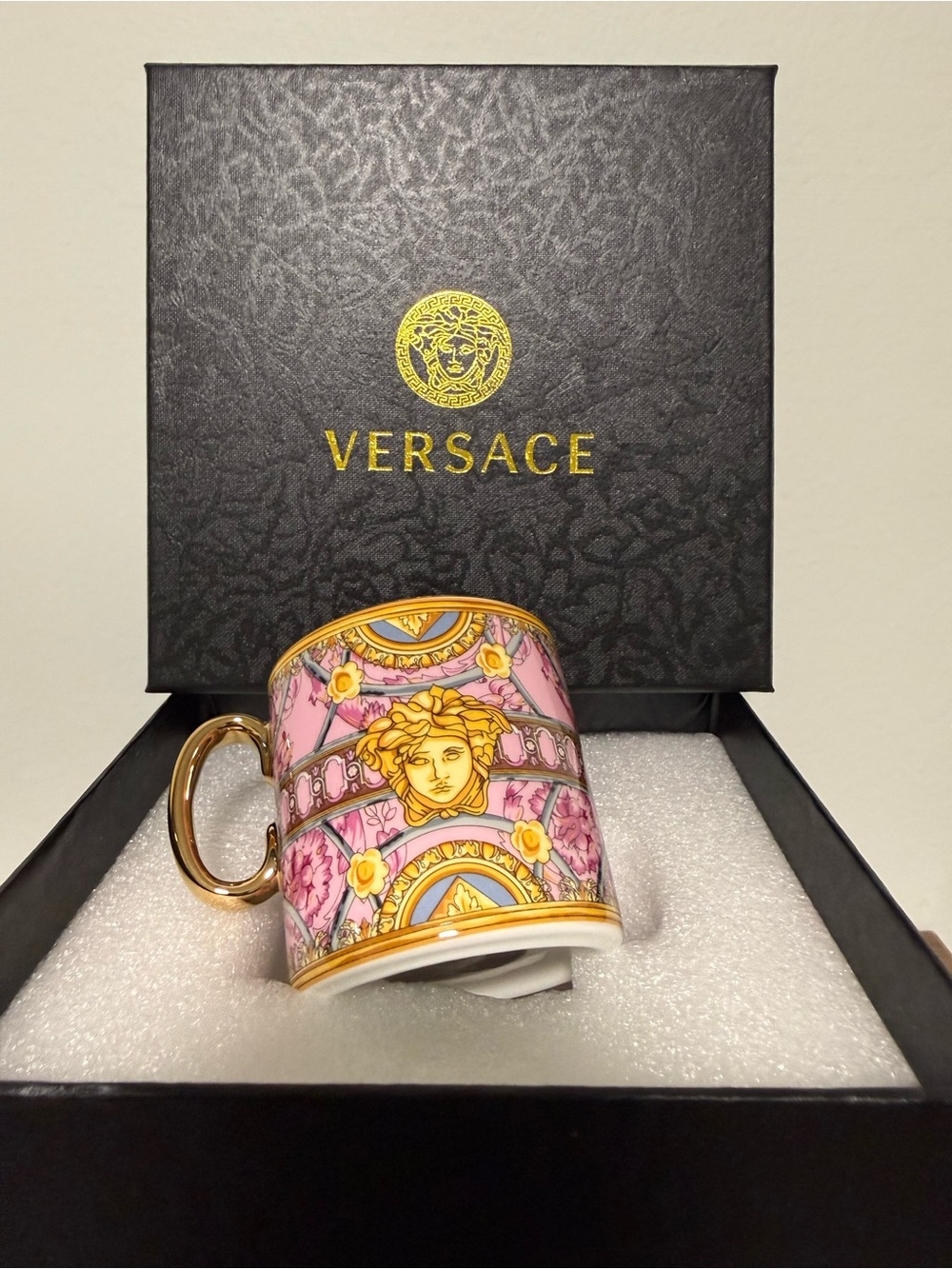 Versace Pink and Gold Medusa Espresso Cup with Saucer - Picture 3 of 3